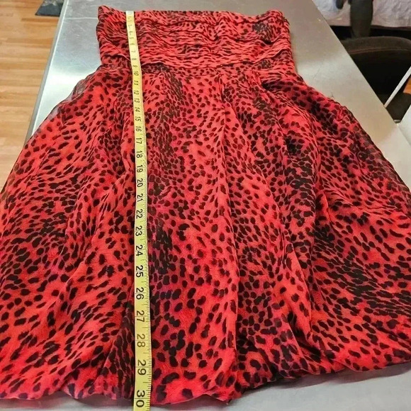 ♥ZARA Silk Red leopard strapless dress - Picture 12 of 14